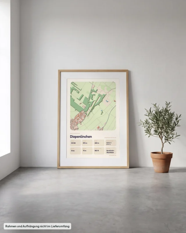 Poster Diepenlinchen im Stil Clay: Angelehnt – Eiche mit Passepartout, Betonboden