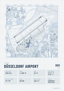 Poster Düsseldorf Airport (DUS/EDDL), Stil Technical hell