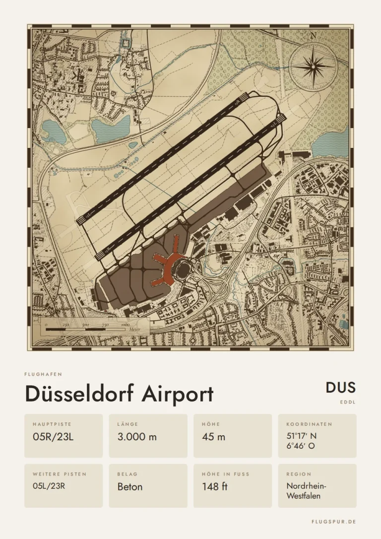 Poster Düsseldorf Airport (DUS/EDDL), Stil Vintage