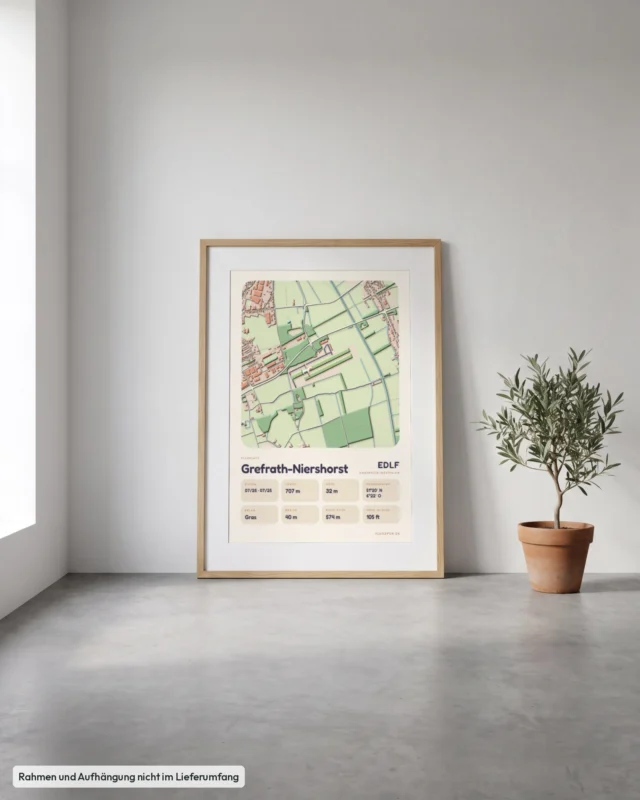 Poster Grefrath-Niershorst im Stil Clay: Angelehnt – Eiche mit Passepartout, Betonboden
