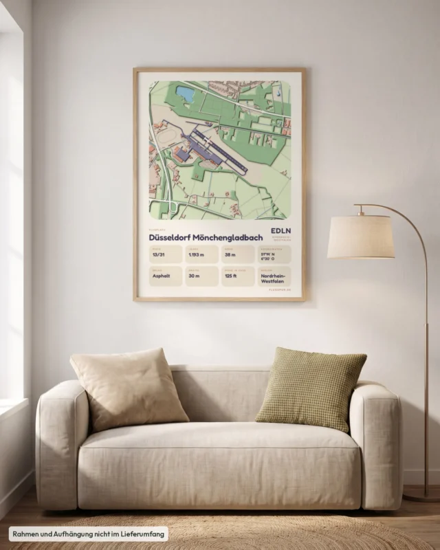 Poster Düsseldorf Mönchengladbach im Stil Clay: Wohnzimmer – Sofa, Eiche