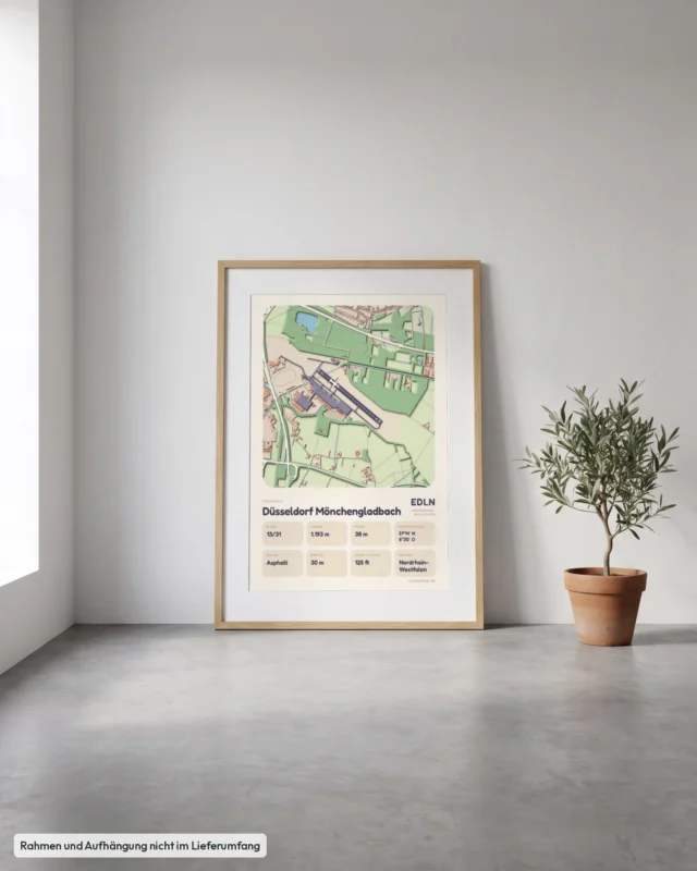 Poster Düsseldorf Mönchengladbach im Stil Clay: Angelehnt – Eiche mit Passepartout, Betonboden