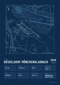 Poster Düsseldorf Mönchengladbach im Stil Technical