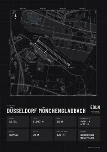 Poster Düsseldorf Mönchengladbach im Stil Technical schwarz