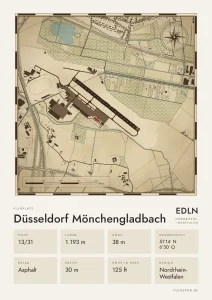 Poster Düsseldorf Mönchengladbach im Stil Vintage