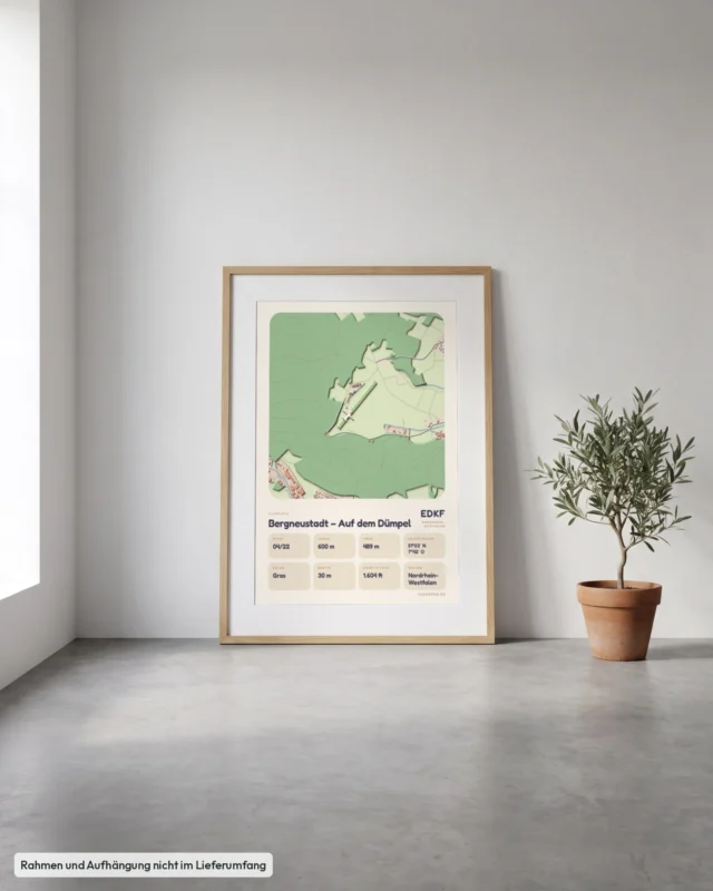 Poster Flugplatz Bergneustadt – Auf dem Dümpel (EDKF) gerahmt, an die Wand gelehnt, Stil Clay