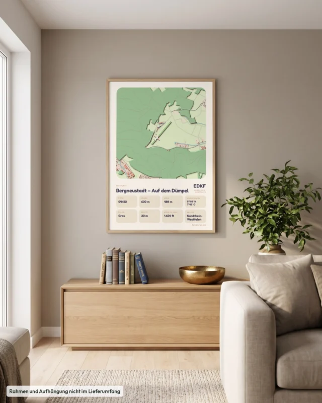 Poster Flugplatz Bergneustadt – Auf dem Dümpel (EDKF) im Wohnzimmer, Stil Clay