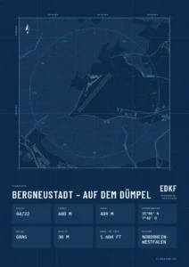 Poster Flugplatz Bergneustadt – Auf dem Dümpel (EDKF), Stil Technical