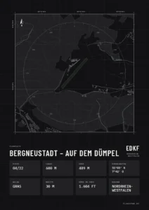 Poster Flugplatz Bergneustadt – Auf dem Dümpel (EDKF), Stil Technical schwarz