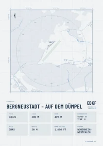 Poster Flugplatz Bergneustadt – Auf dem Dümpel (EDKF), Stil Technical hell