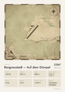 Poster Flugplatz Bergneustadt – Auf dem Dümpel (EDKF), Stil Vintage