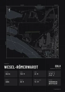 Poster Flugplatz Wesel-Römerwardt (EDLX), Stil Technical schwarz