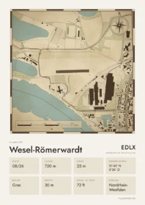 Poster Flugplatz Wesel-Römerwardt (EDLX), Stil Vintage