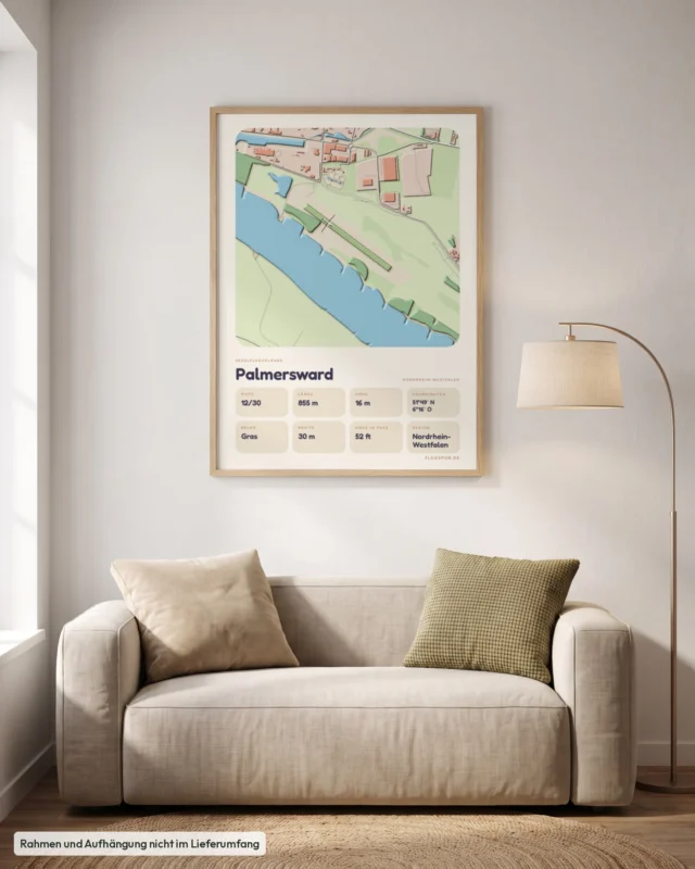 Poster Palmersward im Stil Clay: Wohnzimmer – Sofa, Eiche