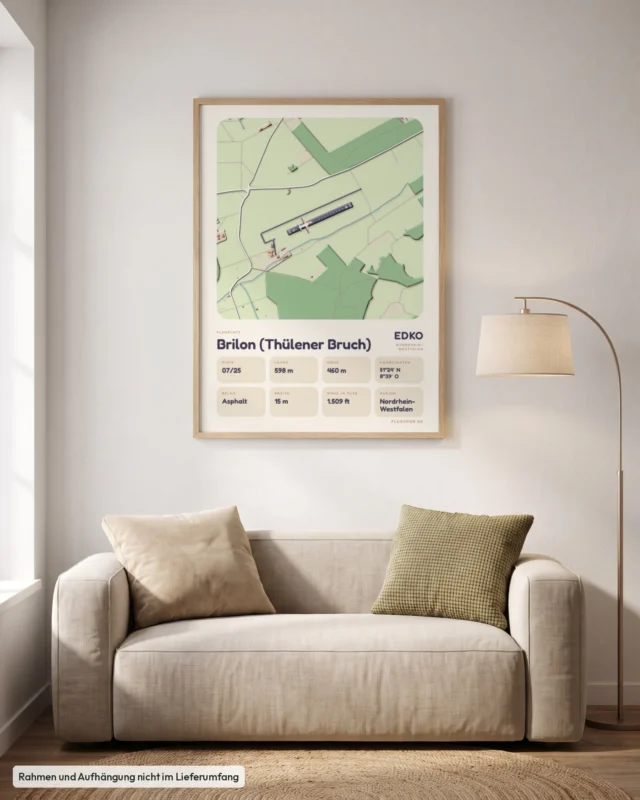 Poster Brilon (Thülener Bruch) im Stil Clay: Wohnzimmer – Sofa, Eiche