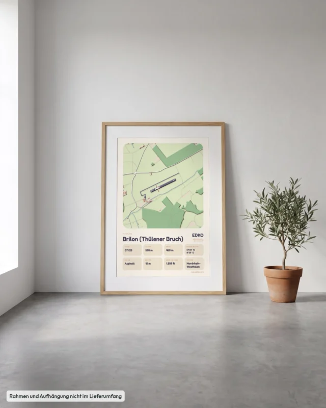 Poster Brilon (Thülener Bruch) im Stil Clay: Angelehnt – Eiche mit Passepartout, Betonboden