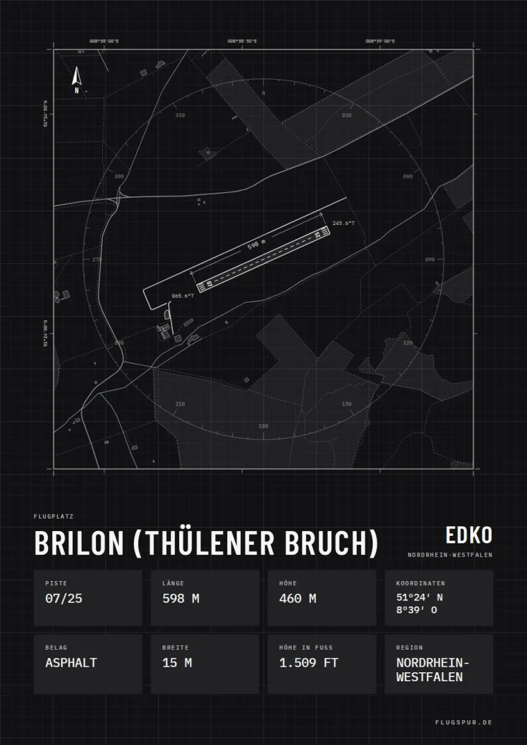 Poster Brilon (Thülener Bruch) im Stil Technical schwarz