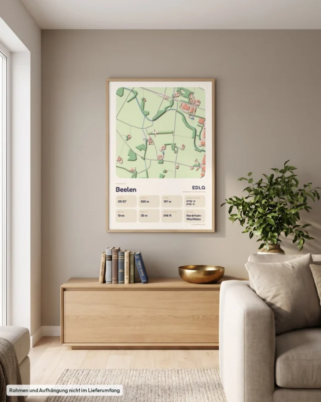 Poster Flugplatz Beelen (EDLQ) im Wohnzimmer, Stil Clay