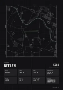 Poster Flugplatz Beelen (EDLQ), Stil Technical schwarz