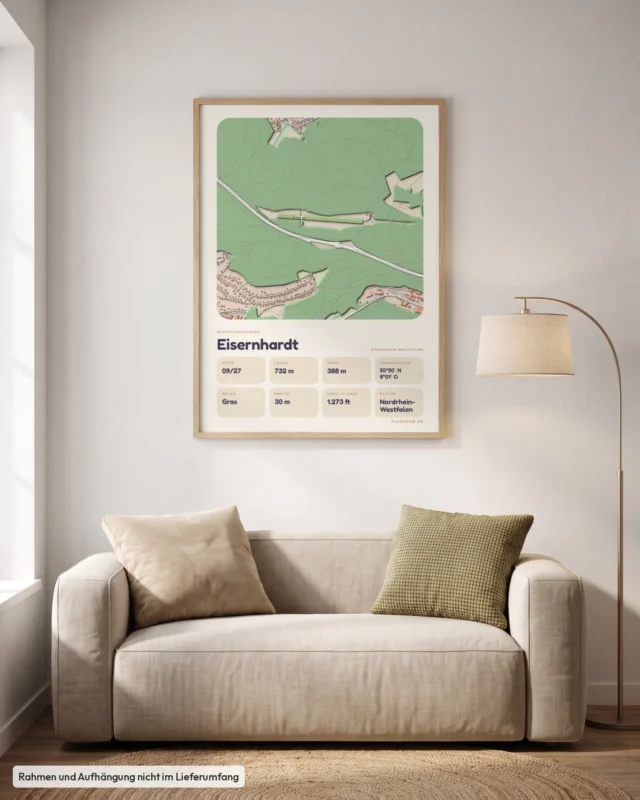 Poster Eisernhardt im Stil Clay: Wohnzimmer – Sofa, Eiche