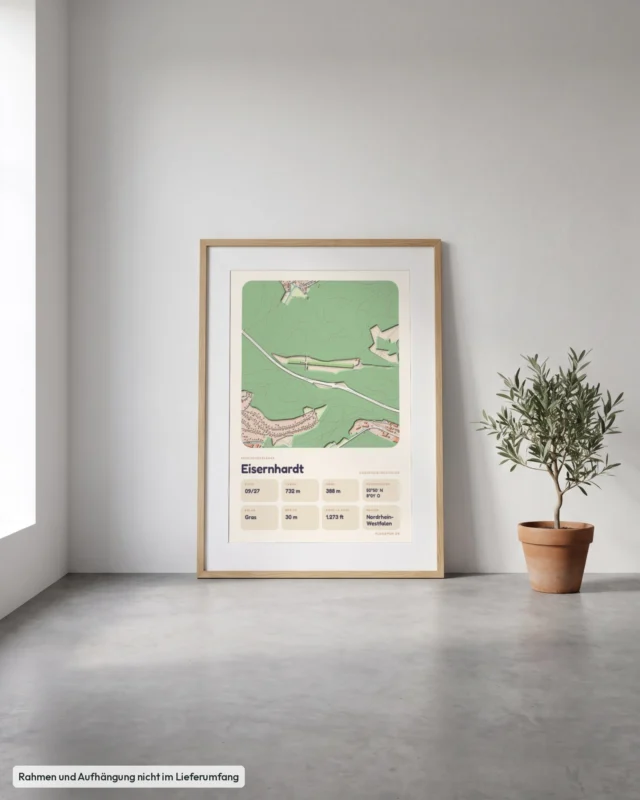 Poster Eisernhardt im Stil Clay: Angelehnt – Eiche mit Passepartout, Betonboden