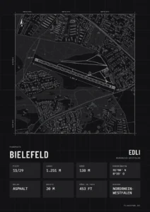 Poster Flugplatz Bielefeld (EDLI), Stil Technical schwarz