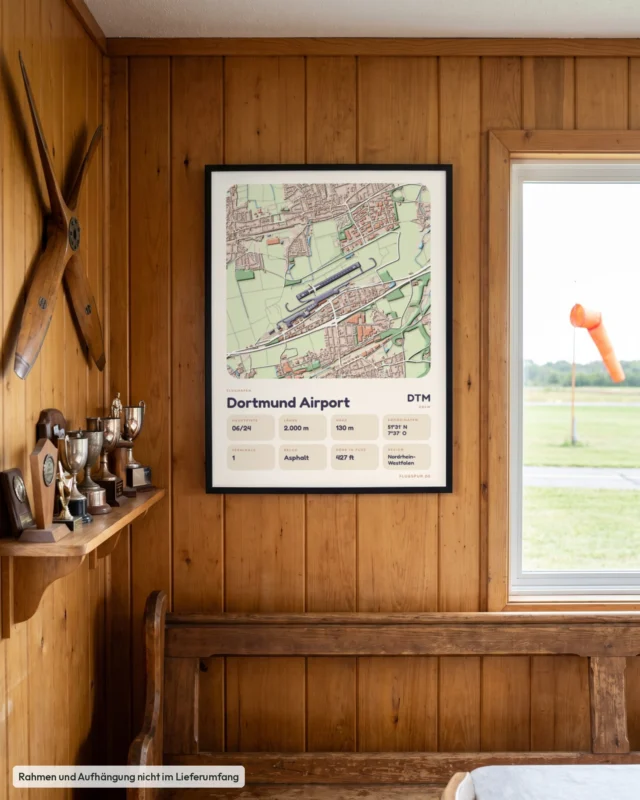 Poster Flughafen Dortmund (DTM/EDLW) im Clubheim, Stil Clay