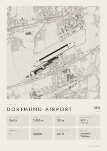 Poster Flughafen Dortmund (DTM/EDLW), Stil Minimal