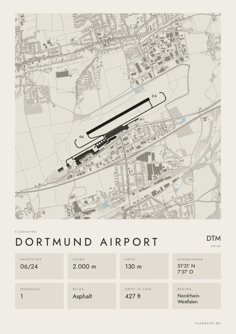Poster Flughafen Dortmund (DTM/EDLW), Stil Minimal