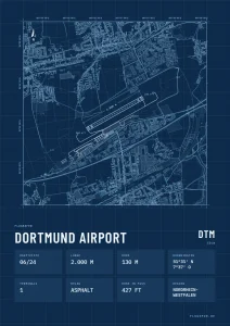 Poster Flughafen Dortmund (DTM/EDLW), Stil Technical