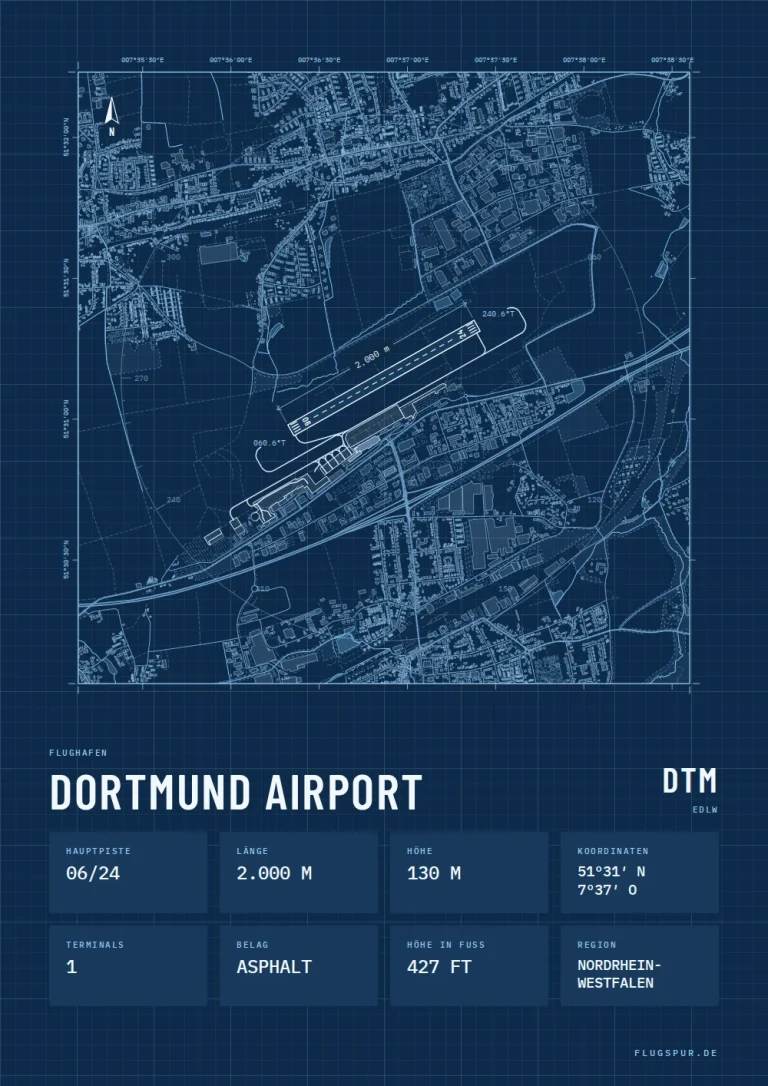 Poster Flughafen Dortmund (DTM/EDLW), Stil Technical