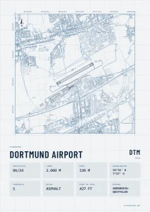 Poster Flughafen Dortmund (DTM/EDLW), Stil Technical hell
