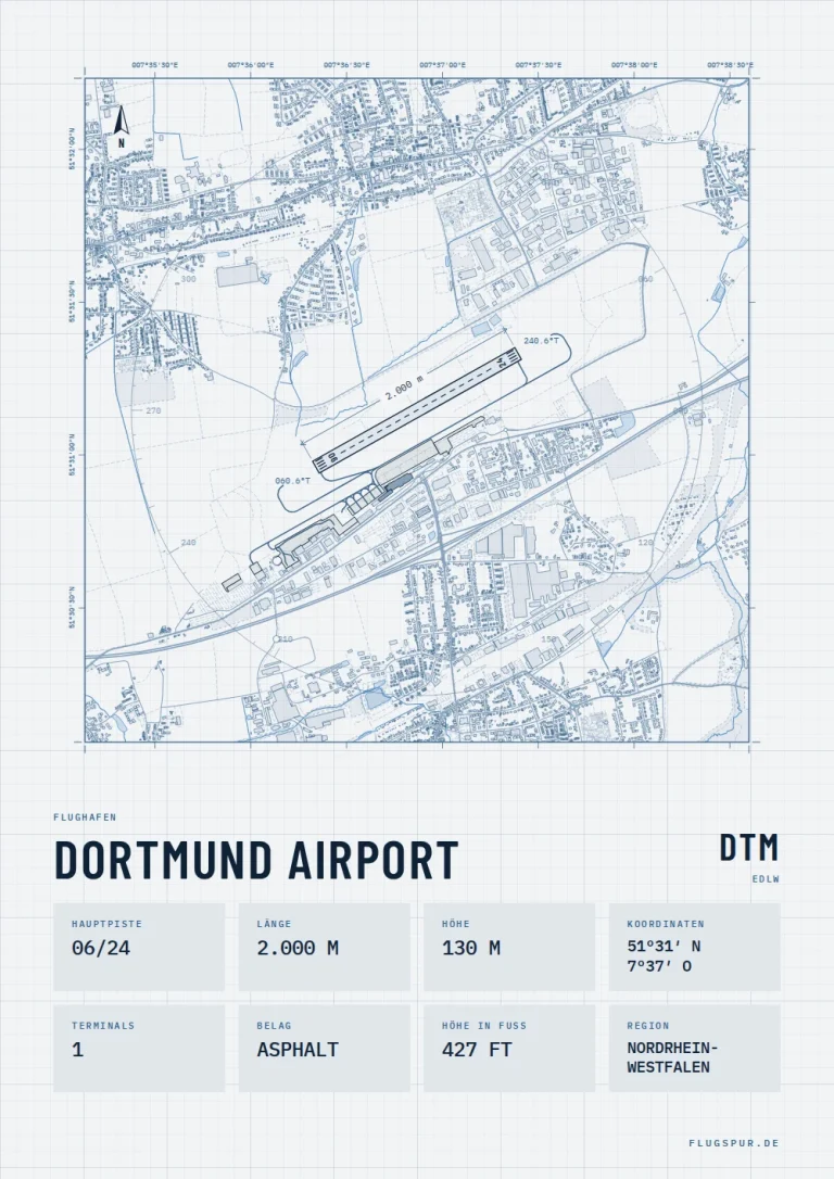 Poster Flughafen Dortmund (DTM/EDLW), Stil Technical hell
