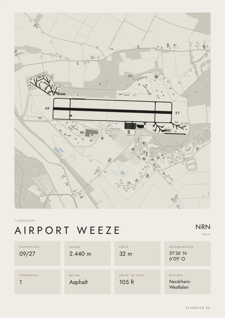 Poster Flughafen Weeze/Niederrhein (NRN/EDLV), Stil Minimal