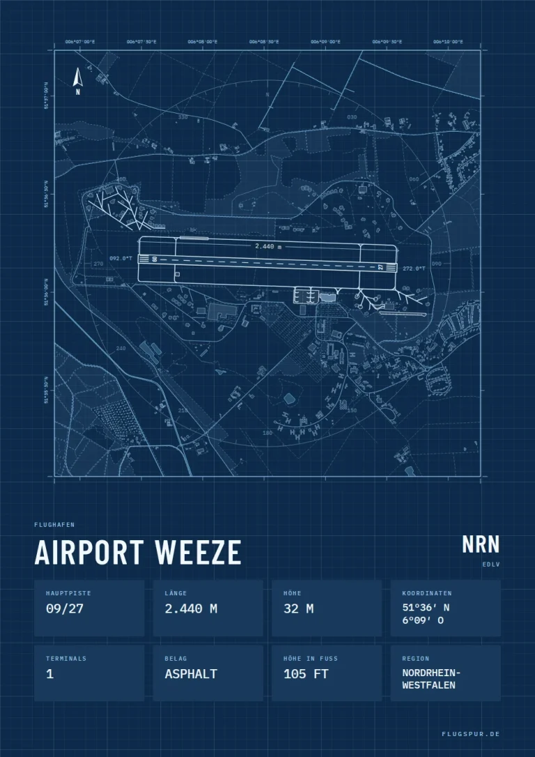 Poster Flughafen Weeze/Niederrhein (NRN/EDLV), Stil Technical