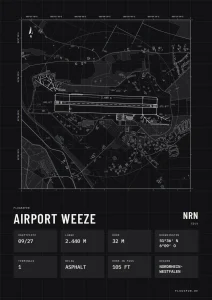 Poster Flughafen Weeze/Niederrhein (NRN/EDLV), Stil Technical schwarz