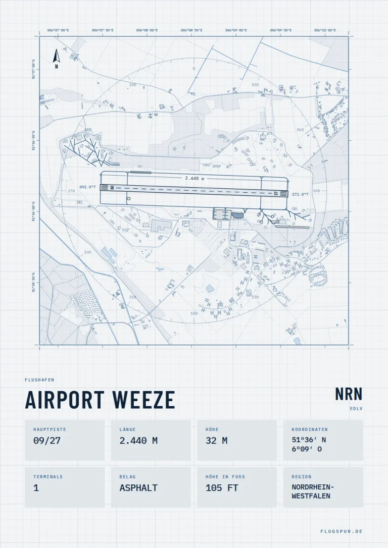Poster Flughafen Weeze/Niederrhein (NRN/EDLV), Stil Technical hell
