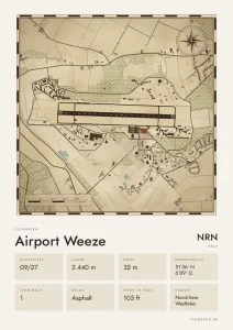 Poster Flughafen Weeze/Niederrhein (NRN/EDLV), Stil Vintage