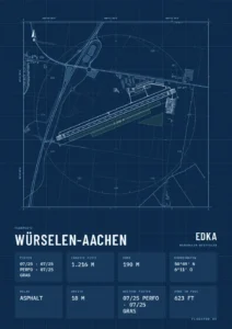 Poster Flugplatz Würselen-Aachen (EDKA), Stil Technical