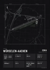 Poster Flugplatz Würselen-Aachen (EDKA), Stil Technical schwarz
