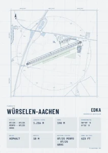 Poster Flugplatz Würselen-Aachen (EDKA), Stil Technical hell