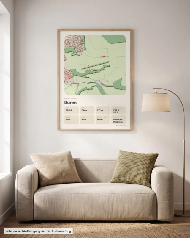 Poster Segelfluggelände Büren im Wohnzimmer, Stil Clay