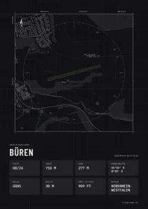 Poster Segelfluggelände Büren, Stil Technical schwarz