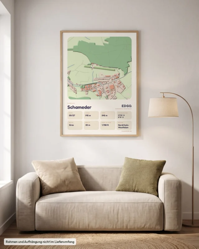 Poster Schameder im Stil Clay: Wohnzimmer – Sofa, Eiche