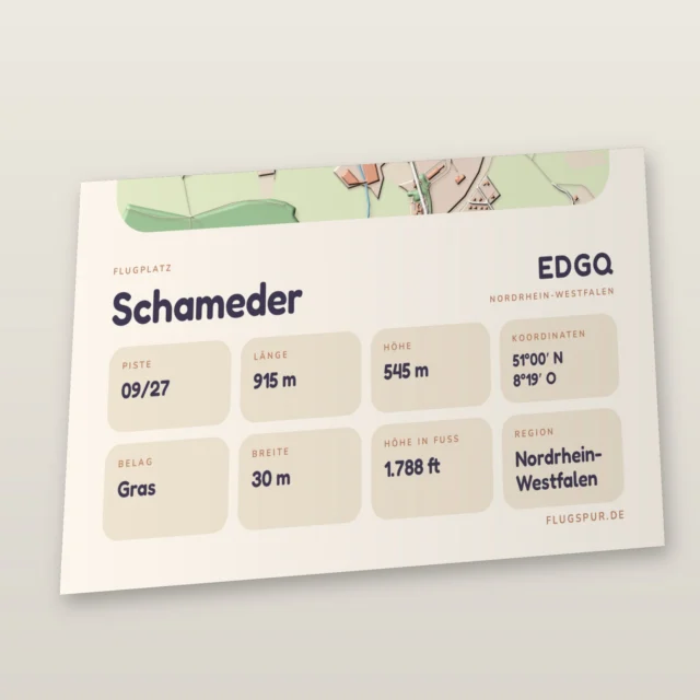 Poster Schameder im Stil Clay: Detailansicht von Name, Kennung, Piste und Koordinaten