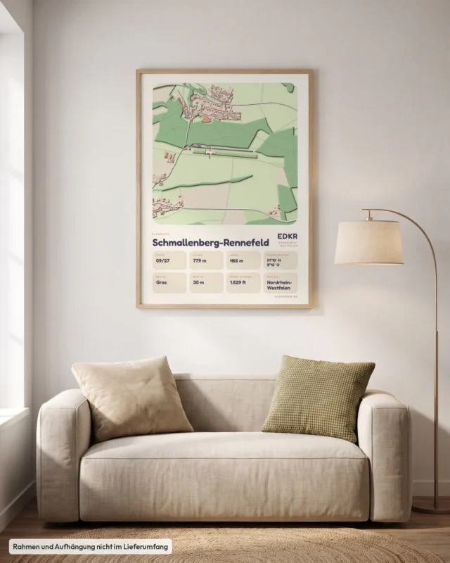 Poster Schmallenberg-Rennefeld im Stil Clay: Wohnzimmer – Sofa, Eiche
