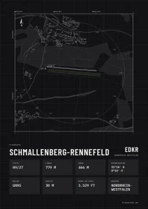 Poster Schmallenberg-Rennefeld im Stil Technical schwarz