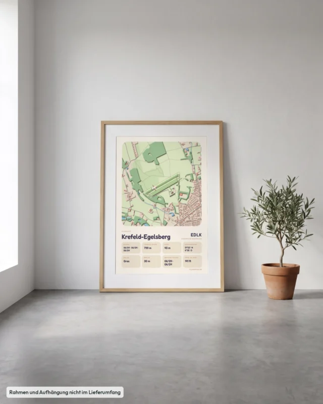 Poster Krefeld-Egelsberg im Stil Clay: Angelehnt – Eiche mit Passepartout, Betonboden