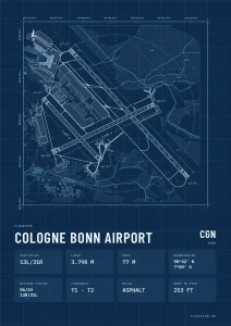 Poster Flughafen Köln/Bonn (CGN/EDDK), Stil Technical