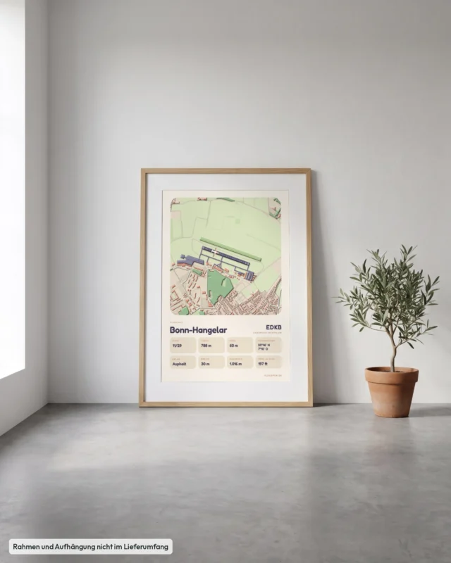 Poster Bonn-Hangelar im Stil Clay: Angelehnt – Eiche mit Passepartout, Betonboden